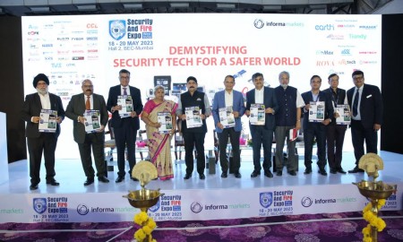 Key Digintaries at the launch of India Risk review report at debut edition of SAFE West organised by Informa Markets in India