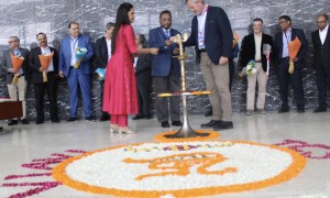 VIAVI and TCS executives celebrate the two companies’ 25-year partnership at a formal ceremony at TCS in Gurgaon, India, October 26, 2023