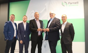 Raymond Mulry MD TDK UK Ltd Stephen Marsh Product Segment Leader element14 Dave Jones Snr Mgr element14 Warren Kennedy Sales Mgr TDK UK Ltd Jose Lok e1725539039938