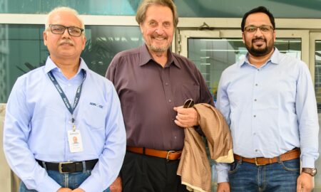 Mr. Errol Musk with Mr. Arun Hand, CTO and Mr. Prem Prakash, CEO of Servotech Renewable