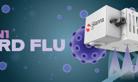 Medical banner with abstract virus cells on a globe design