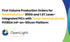 First Volume Production Orders for NewPhotonics® 800G and 1.6T Laser Integrated PICs with Tower Semiconductor PH18DA InP on Silicon Platform FINAL