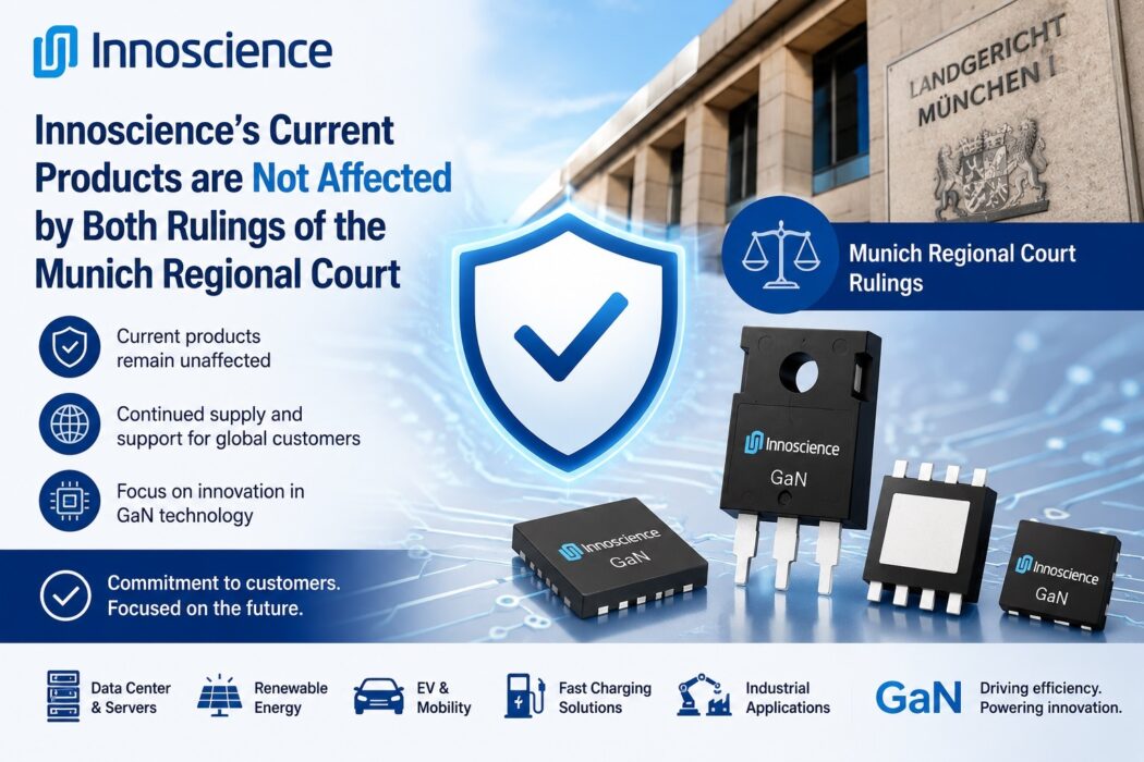 Innoscience confirms its GaN semiconductor products remain unaffected by Munich Regional Court rulings, ensuring uninterrupted product availability and customer support