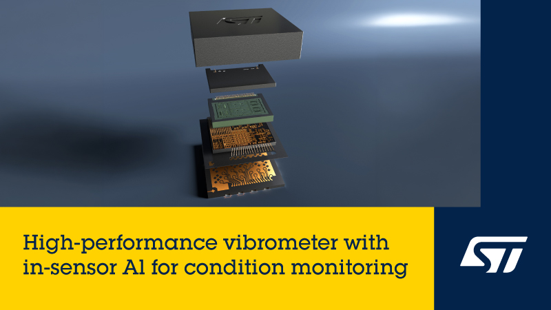 STMicroelectronics AI-enabled vibration sensor for smart industrial monitoring.