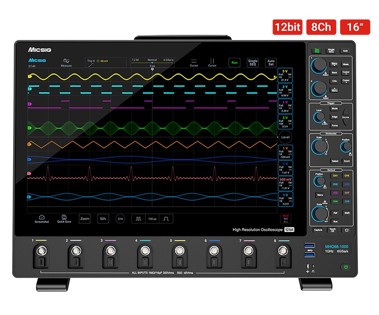 Saelig Micsig MHO 6 Series 12 bit 1GHz 8 channel oscilloscope