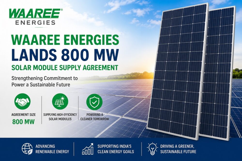 Waaree Energies solar modules deployed for an 800 MW renewable energy project