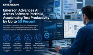 Engineers using Emerson AI-powered software to automate testing and improve engineering productivity.