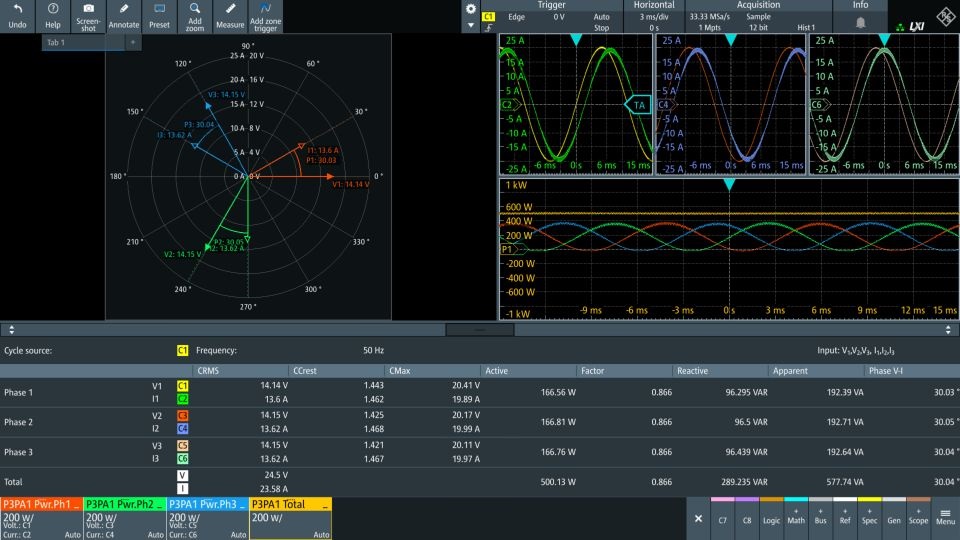 Rohde & Schwarz MXO Three Phase Power Analysis Software