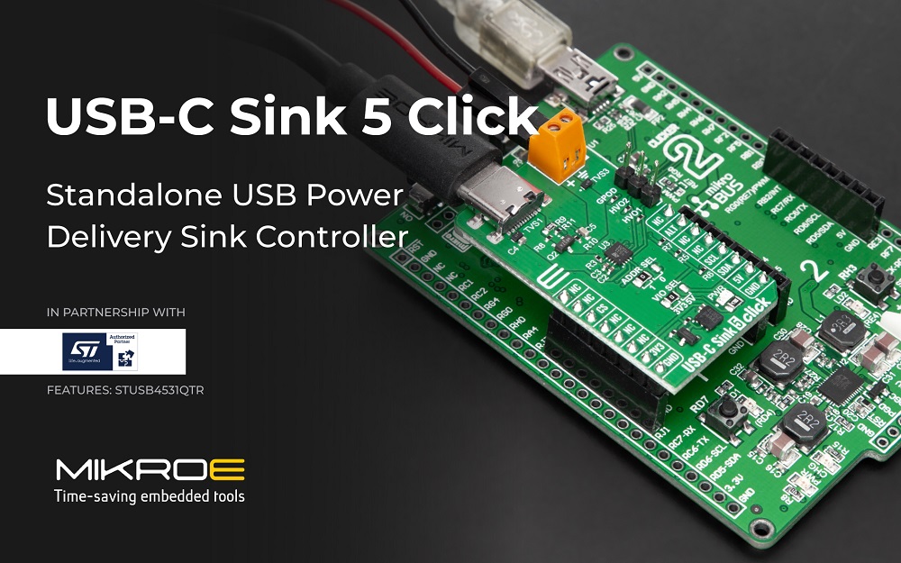 mikroe usb c sink 5 click board usb c power